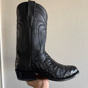 Tecovas Black Ostrich Leather Western Boots